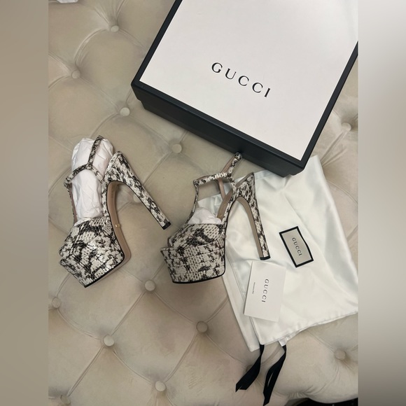 Gucci Rock Python Moluro Radiata Print Sandal Pumps - Picture 14 of 16